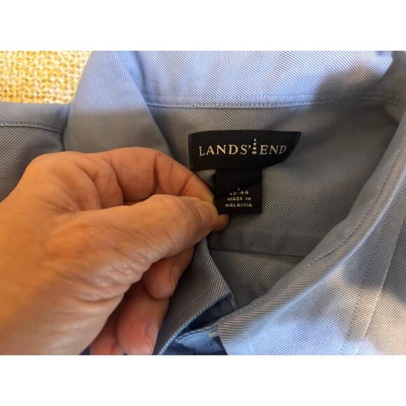 Lands End men's blue casual shirt, button down collar, long sleeves - Picture 8 of 8